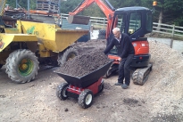 MUV Electric Wheelbarrow loaded with 350Kg of aggregate